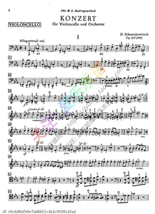 [肖斯塔科维奇降E大调第一大提琴协奏曲 Op107 大提琴谱]
