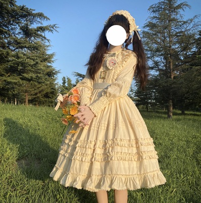 taobao agent Cotton elegant genuine long skirt, Lolita style, long sleeve, Lolita OP