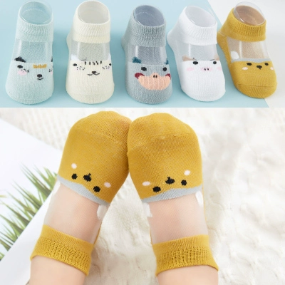 Детские летние тонкие осенние хлопковые дышащие милые носки для новорожденных для раннего возраста, 6-12 мес.
