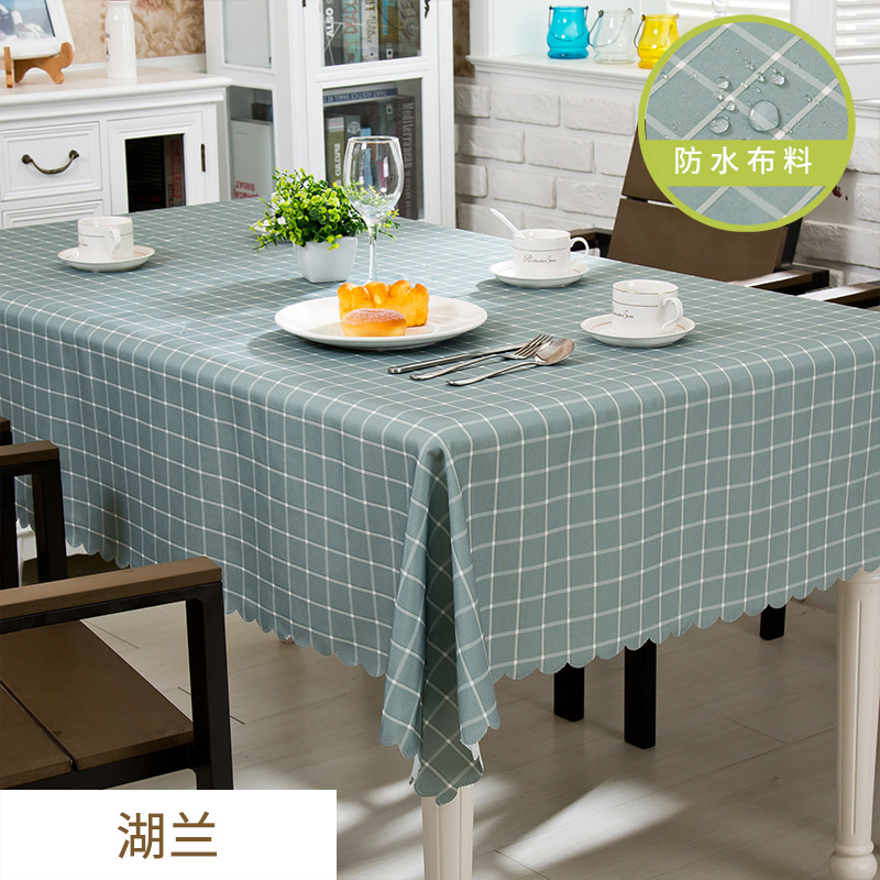 tablecloth, cotton and linen household tablecloth, waterproof, oil proof, non washable, rectangular tea table mat, dining table, high grade ins