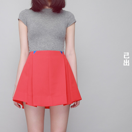 原创设计 朱砂红 立裁 层次 a字裙