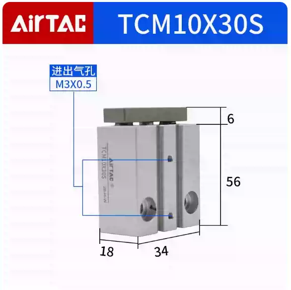 Xi lanh AirTac TCL/TCM12/16/20/25/32/40X10S/20S/30S/40S/50S/75S