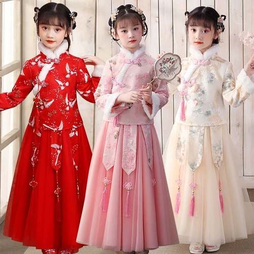 Ханьфу, демисезонный зимний детский пуховик, китайский стиль, увеличенная толщина, коллекция 2021