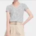 Áo sơ mi nữ ngắn tay sọc đen và trắng sọc đen trắng tay ngắn vừa vặn với áo sơ mi nữ mùa hè 2021 - Áo phông Áo phông