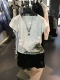 Phụ nữ mùa hè 2020 tem mới San Dior mỏng cotton màu xám in áo phông ngắn tay hàng đầu của phụ nữ - Áo phông