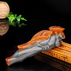 Мундштук 天然正品云南黄龙玉青鸟烟嘴烟杆精雕烟嘴手把玩手玩件男手把件