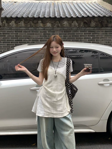 Брендовая кружевная футболка с коротким рукавом, комплект, эффект подтяжки