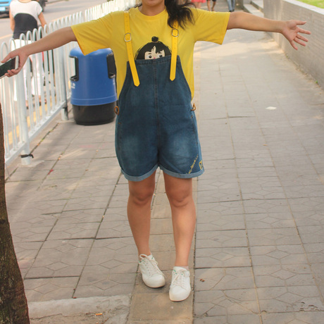 胖妹妹背带裤t恤套装2017新款微胖mm夏装胖丫头藏肉显瘦两件套装