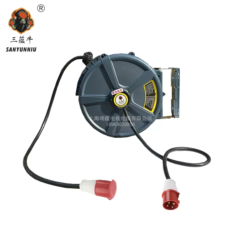 220V自动伸缩卷线器自动回收电缆盘电鼓拖线盘电源盘10、15米-Taobao