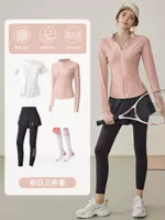 Комплект, розовая белая куртка, штаны для спортзала, 3 предмета, короткий рукав, для бега