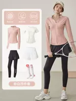 Комплект, розовая белая куртка, белые шорты, штаны для спортзала, 4 предмета, короткий рукав, для бега