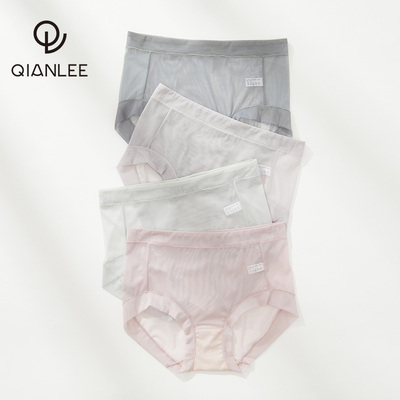taobao agent Silk summer thin cotton underwear, antibacterial breathable belt bag, shorts, high waist, plus size