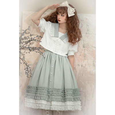 taobao agent Summer jacket, long skirt, Lolita style, with short sleeve