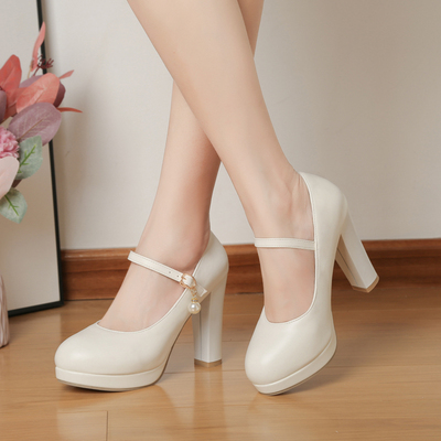 taobao agent White suitable with a skirt high heels, universal summer work footwear, Korean style
