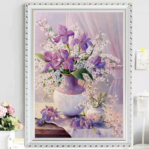 2024 Новое с рамкой вазы полная алмазная ручная ручная чертежа Diy Dot Stick Diamond Cross Stitch Stitch Masonry Simple подарок