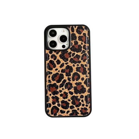 Brown — Leopard Print Chic Girls Cork Wood – Animal 16, 16 Plus, 16 Pro, 16 Pro Max, Plus/Pro/Max – 16, 15, 14, 13 iPhone