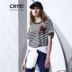 Chính hãng CRZ triều thương hiệu mùa xuân mới của phụ nữ thủy triều hoang dã T-shirt Mỏng ngắn tay áo sơ mi đáy từ trên xuống nữ sọc mùa hè - Áo phông