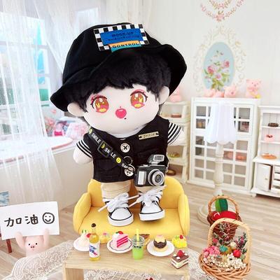 taobao agent Cotton doll, clothing, black vest, 20cm