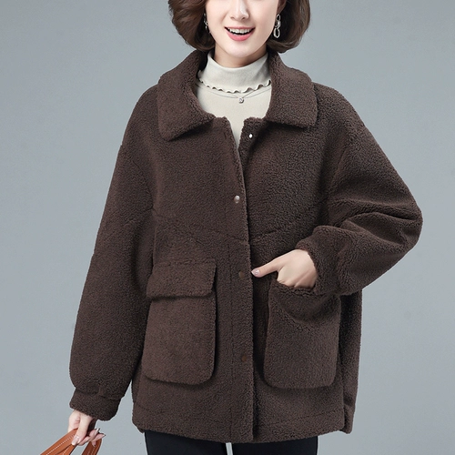 Бархатный утепленный пуховик для матери, бархатное шерстяное пальто, демисезонная куртка, для среднего возраста