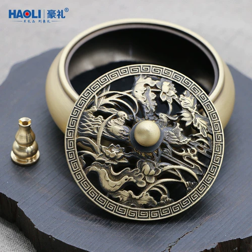 Медная курильница для благовоний, цветочная антикварная аромалампа из сандалового дерева