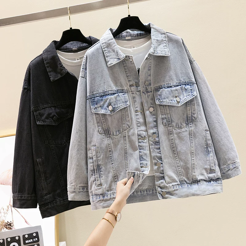 Spring retro trend light denim jacket, 2021 collection, oversize, Korean style
