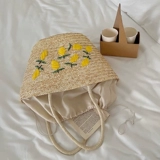 Вместительная и большая соломенная сумка на одно плечо, корзина, с вышивкой