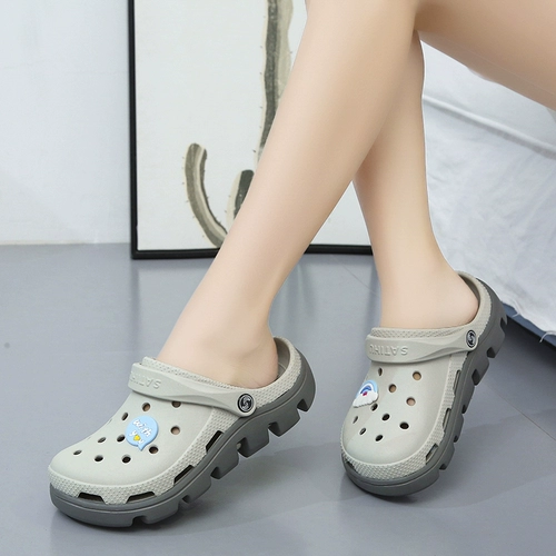Tide, трендовые модные летние тапочки в стиле Crocs для школьников и студентов, нескользящая пляжная обувь, подходят для носки на улице, закрытый носок, пляжный стиль