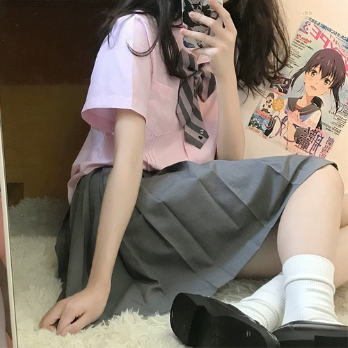 Японская цветная студенческая юбка в складку, форма, демисезонная мини-юбка, А-силуэт