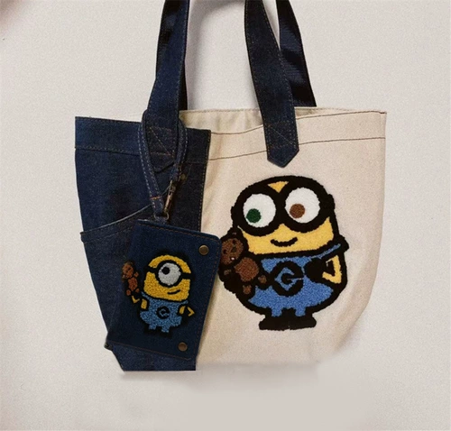 Японский вместительный и большой шоппер, джинсовая сумка, картхолдер, сумка-органайзер, (в наличии на складе), с вышивкой