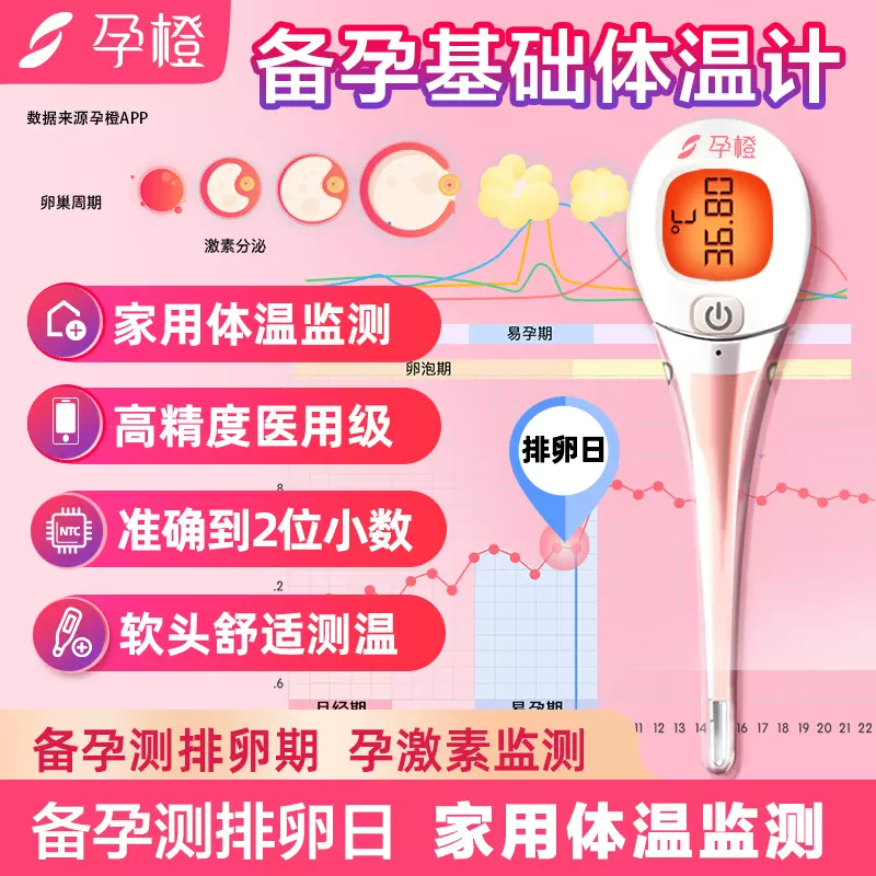 孕橙智能测排卵期基础体温计备孕电子温度计多囊神器口腔女性家用 Taobao 孕橙智能测排卵期基础体温计备孕电子温度计多囊神器口腔女性家用 Taobao