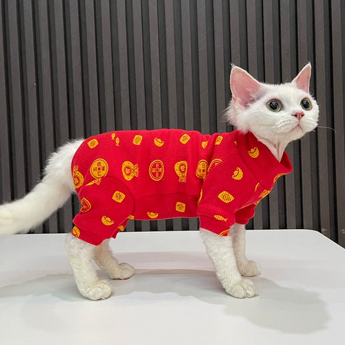 Новый год Big Red защитный четырех -лайский безволосый кошачий кошка