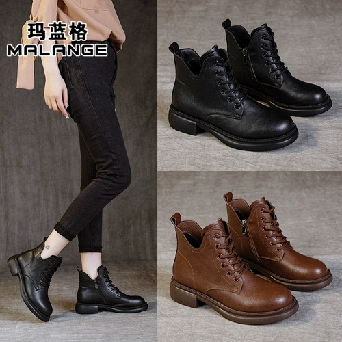 Martens, демисезонные короткие сапоги в английском стиле для отдыха, из натуральной кожи, в британском стиле, коллекция 2023, мягкая подошва