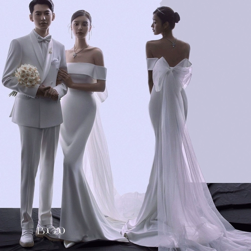 Корсет с бантиком для влюбленных, в корейском стиле, открытые плечи, крой «рыбий хвост», с открытой спиной