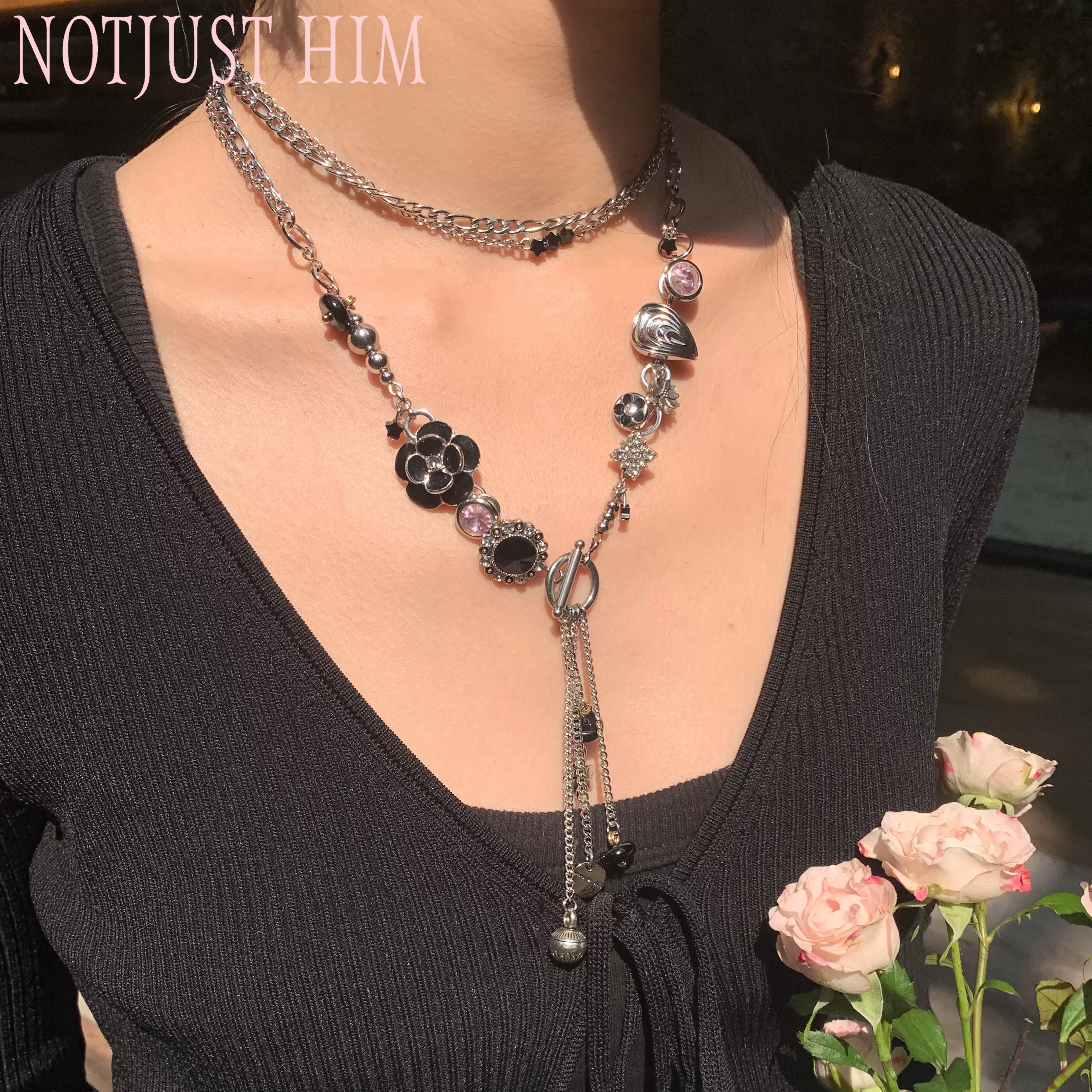 花筏notjusthim 行星环绕 星星造型玫瑰挂坠项链情侣百搭钛钢