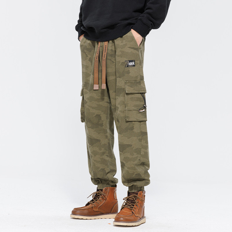 Men's Camouflage Pants Men's Autumn And Winter Large Size Tied Feet Logging Charging Pants Pure Cotton American Ruffian Handsome Casual Pants_ecoleips.com