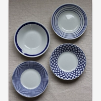 Японский стиль синий маленький свежий геометрический рисунок керамические пятна маленькое блюдо с круглыми окунуты в приправо