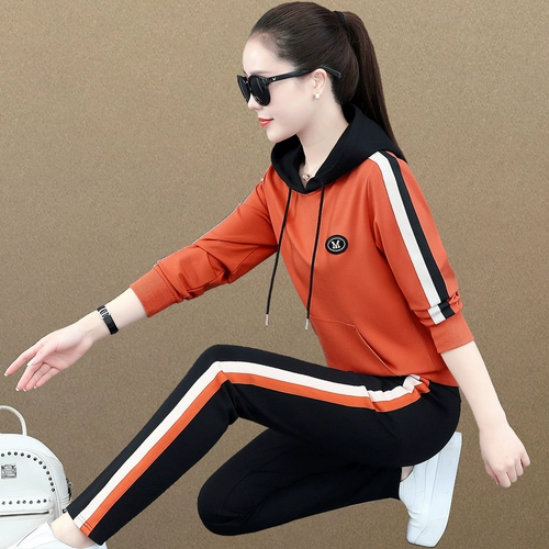 Осенний спортивный костюм для отдыха, толстовка с капюшоном, лонгслив, комплект, большой размер, для бега