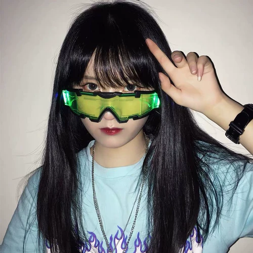 В будущем, научные и технологические бокалы научно -фантастическая сеть красные светильники светящиеся солнцезащитные очки прыгают JK Camera Men's Tide Ins Bobo Led Watch Mirror