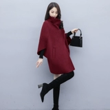 Зеленое шерстяное пальто, куртка, длинный осенний плащ, средней длины