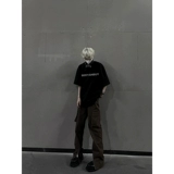 Летняя черная цветная футболка, в американском стиле, короткий рукав, европейский стиль