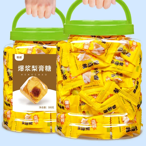 Взрывчатая грушевая паста 500G Cans Крема груша, Chenpi, Softelin, а не жирная конфета QQ Candy Lollipop закуски