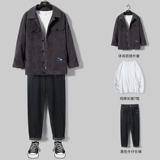 Демисезонный трендовый флисовый спортивный осенний комплект, 2020, в корейском стиле