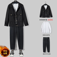 Черный комплект, флисовая куртка, 3 предмета