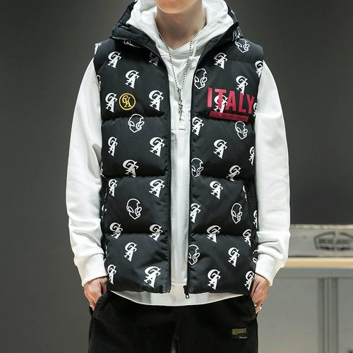 Мужской демисезонный жилет, трендовая майка топ с пухом, куртка, удерживающий тепло комплект, 2020, в корейском стиле