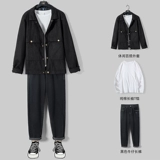 Демисезонный трендовый флисовый спортивный осенний комплект, 2020, в корейском стиле