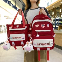 Красная маленькая сумка для учебы, значок, кролик, подвеска