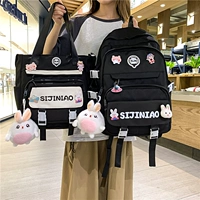 Черная маленькая сумка для учебы, значок, кролик, подвеска