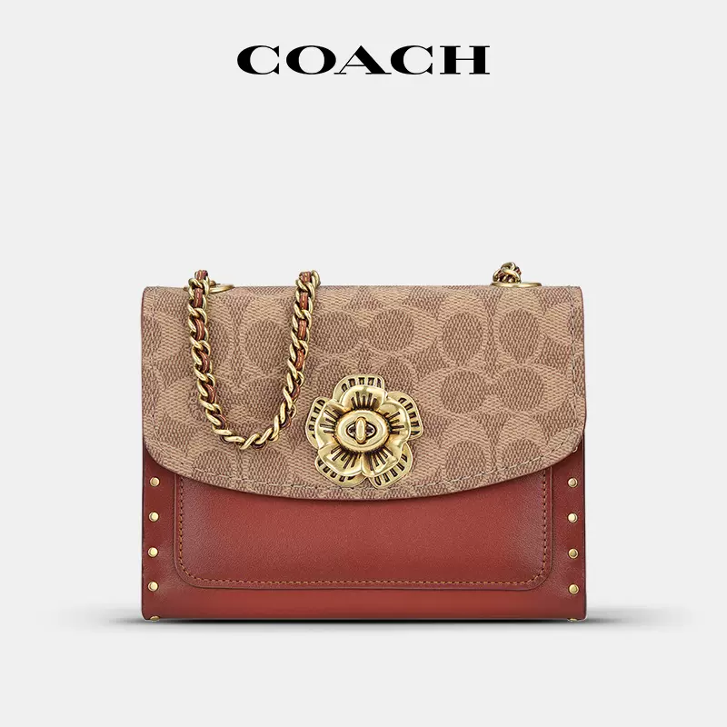 官方授权】COACH/蔻驰Parker山茶花女包轻奢流行链条包女斜挎包- Taobao