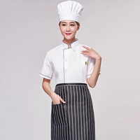 Синий край с коротким рукавом+полосатый фартук+грибная шляпа