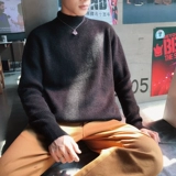 Осенний брендовый мужской трикотажный трендовый базовый приятный телу свитер, высокий воротник